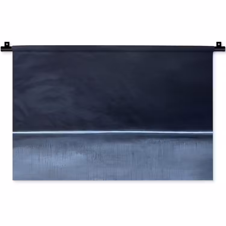 Abstract - Horizontale lijn - Minimalistisch - Donkerblauw - Kunst Wandkleed katoen klein -zz3d