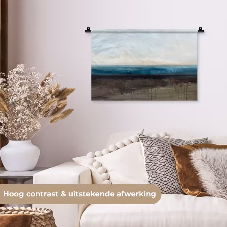 Abstract - Landschap - Horizon - Blauw - Modern Wandkleed katoen klein -sfeer1