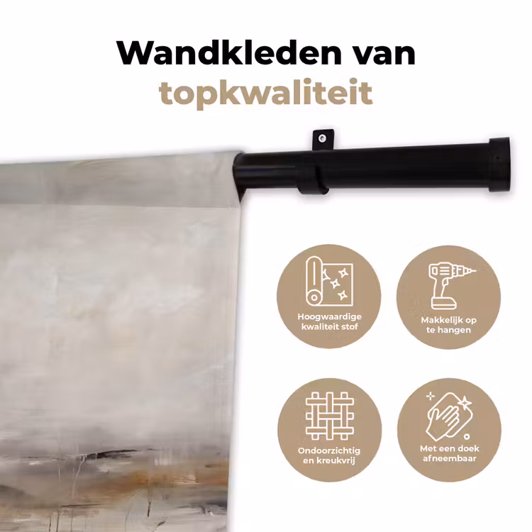 Abstrakt - Landschap - Modern - Beige - Kunst Wandkleed katoen klein -sfeer2