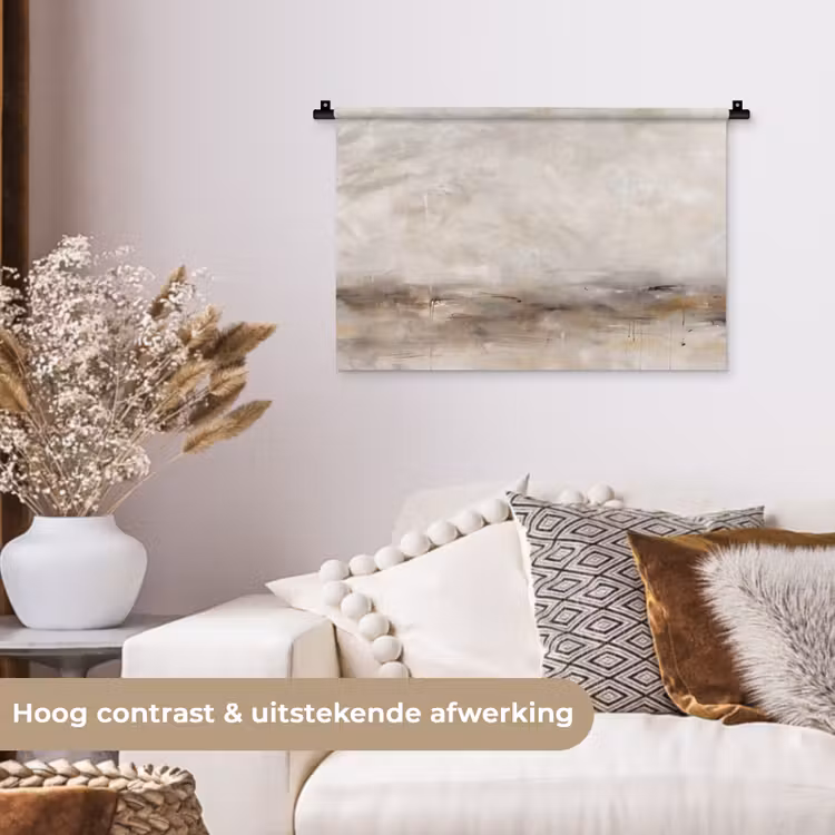 Abstrakt - Landschap - Modern - Beige - Kunst Wandkleed katoen klein -sfeer1