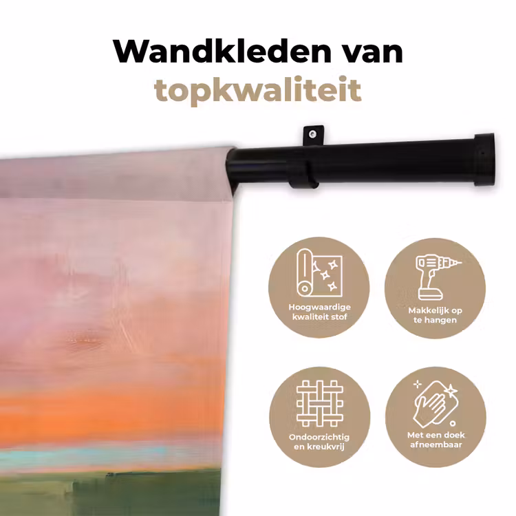 Abstract - Landschap - Modern - Roze - Oranje Wandkleed katoen klein -sfeer2
