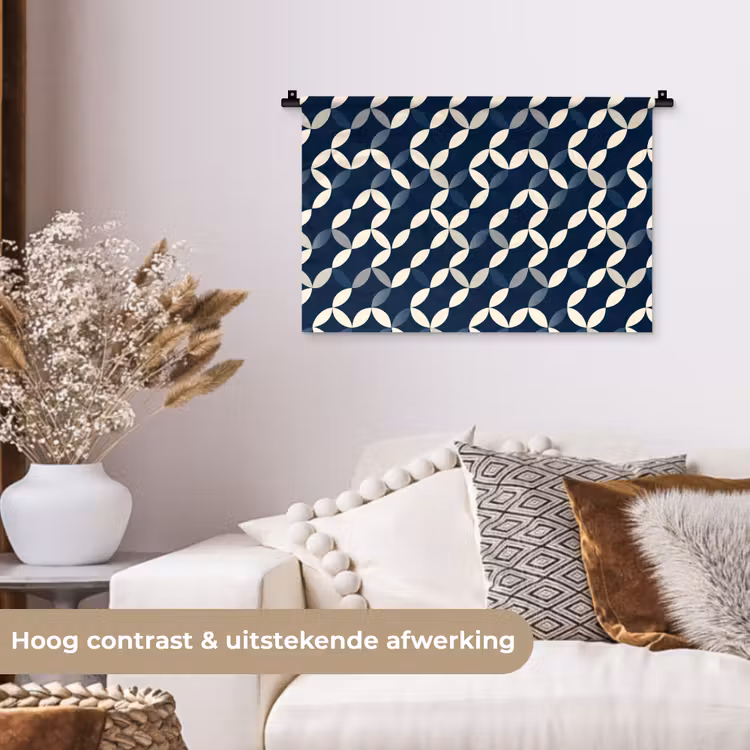 Abstract - Patroon - Blauw Wandkleed katoen klein 269 -sfeer1