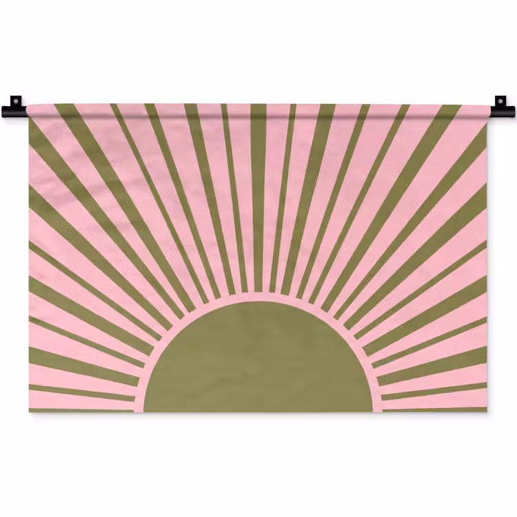 Abstract - Stralen - Grafisch - Roze - Groen Wandkleed katoen klein -zz3d
