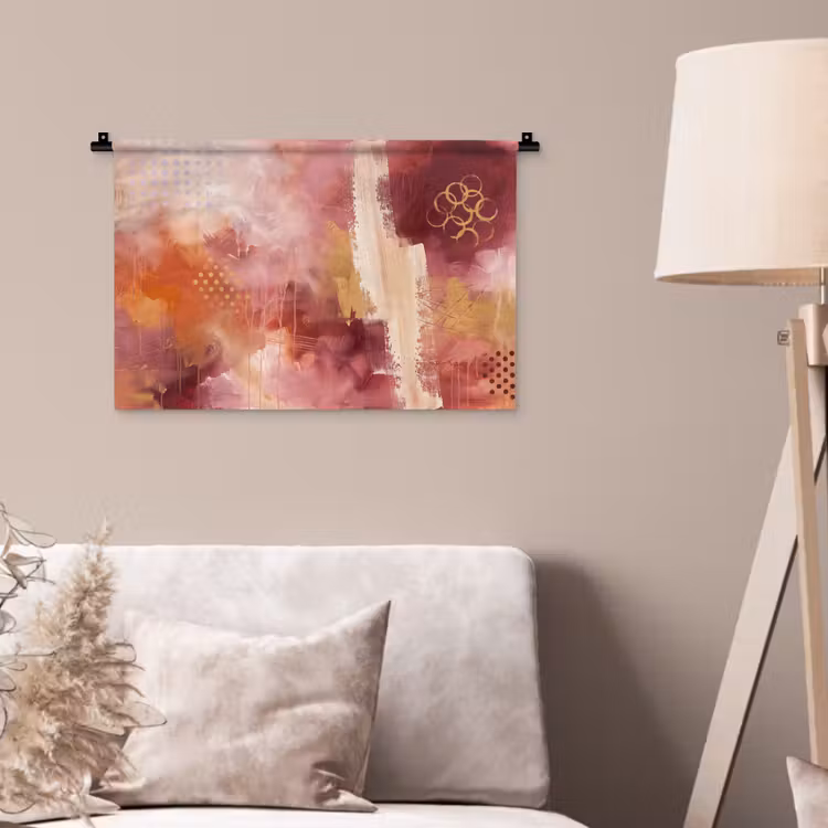 Abstract - Rood - Goud - Modern - Kunst Wandkleed katoen klein -sfeer4