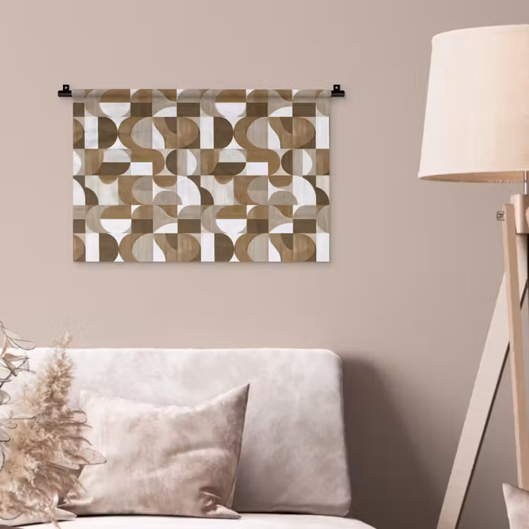 Abstract - Retro - Bruin Wandkleed katoen klein 269 -sfeer4