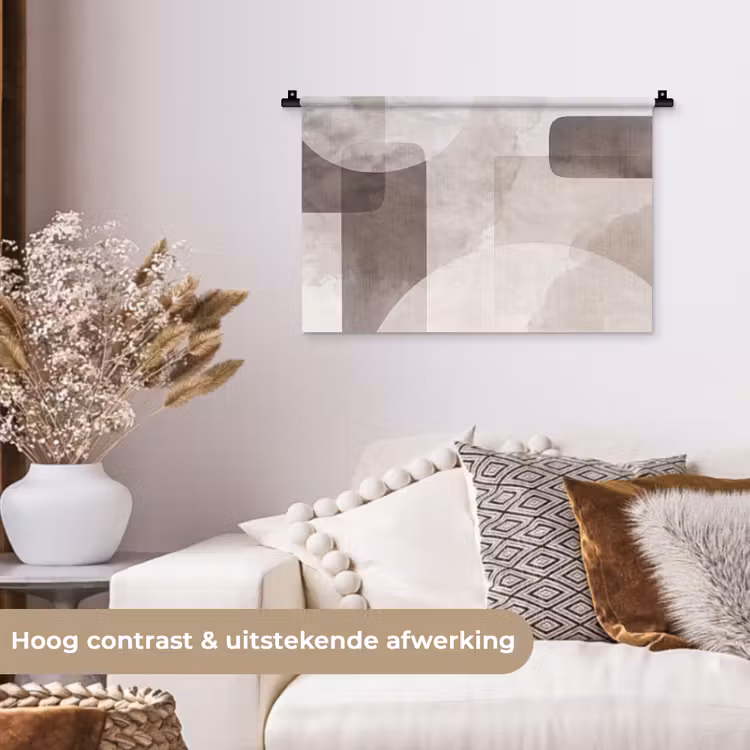 Wall Hanging - Abstract Shapes - Beige - Abstracte vormen - Beige Wandkleed katoen klein