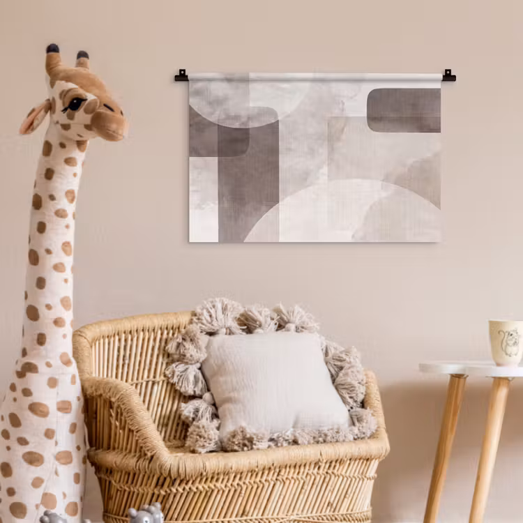 Wall Hanging - Abstract Shapes - Beige - Abstracte vormen - Beige Wandkleed katoen klein