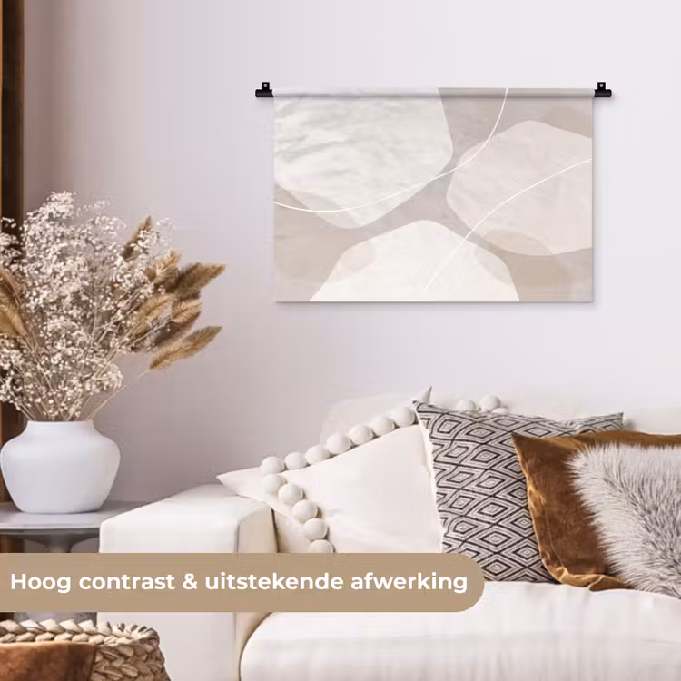 Wall Hanging - Abstract - Shapes - Beige - Abstract - Vormen - Beige Wandkleed katoen klein