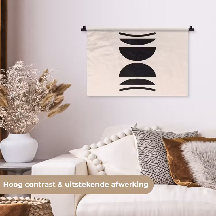 Wall Hanging - Abstract - Shapes - Black - Abstract - Vormen - Zwart Wandkleed katoen klein