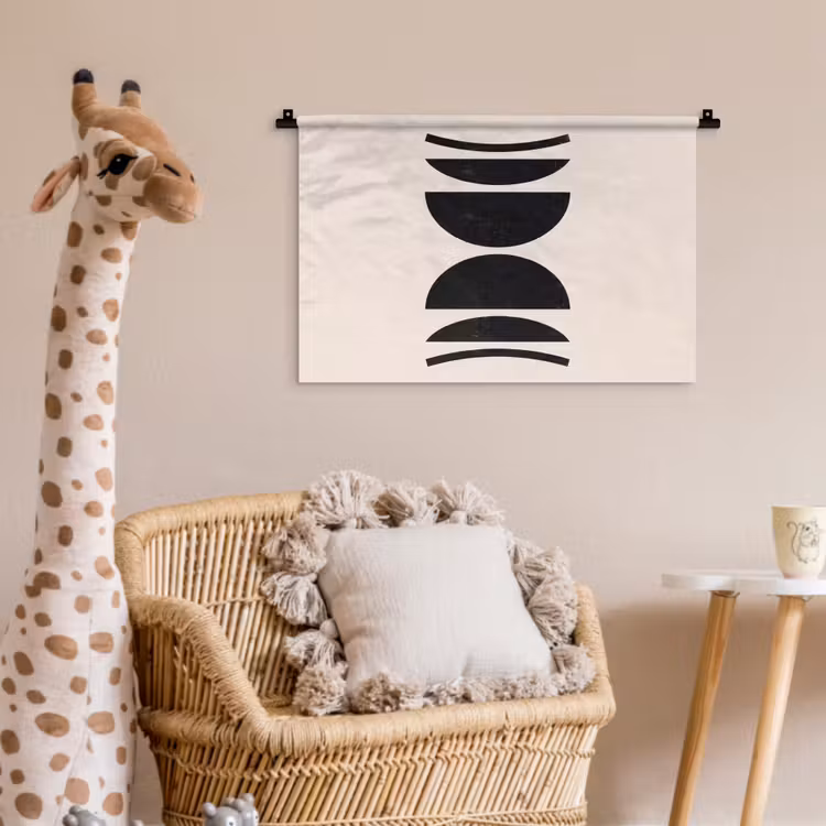 Wall Hanging - Abstract - Shapes - Black - Abstract - Vormen - Zwart Wandkleed katoen klein
