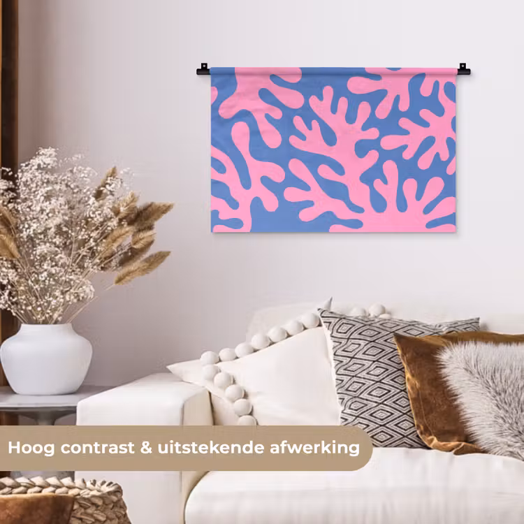 Abstract - Vormen - Roze - Blauw Wandkleed katoen klein -sfeer1