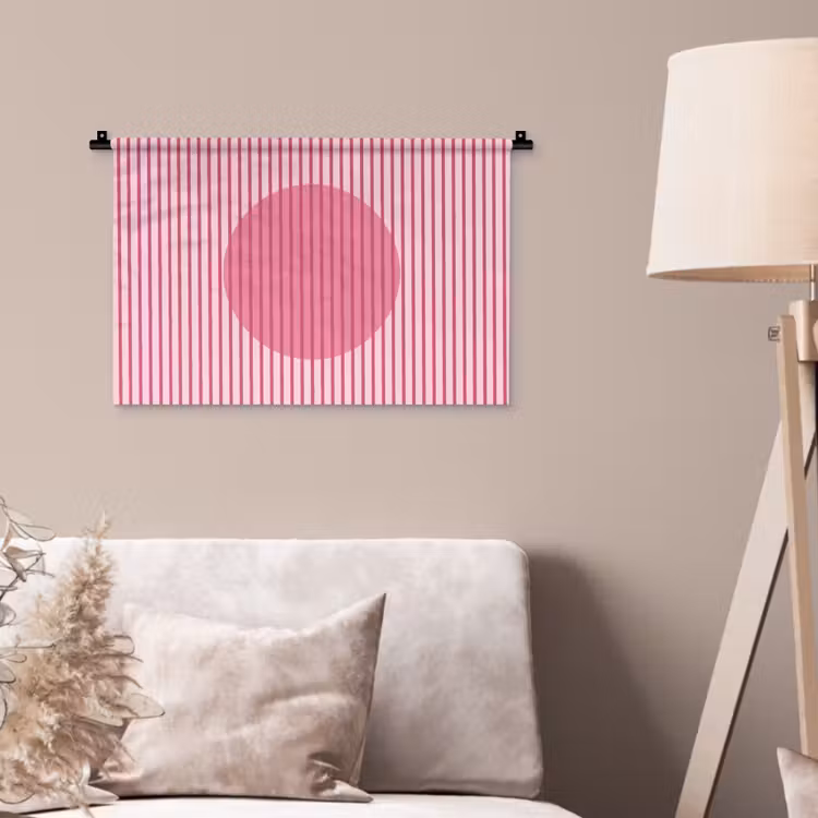 Abstract - Strepen - Ovaal - Roze - Modern Wandkleed katoen klein -sfeer4