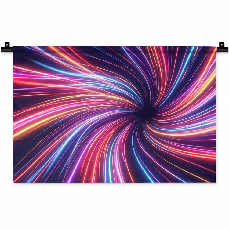 Abstract - Swirl - Futuristic - Neon Wandkleed katoen klein -zz3d