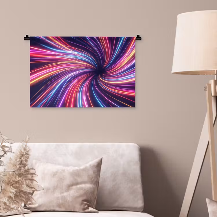 Abstract - Swirl - Futuristic - Neon Wandkleed katoen klein -sfeer4