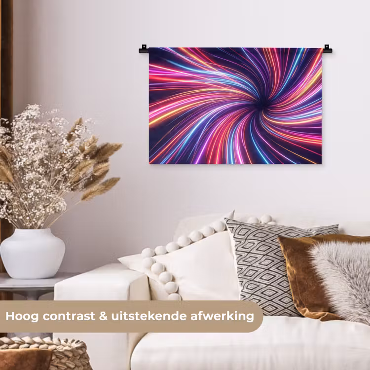 Abstract - Swirl - Futuristic - Neon Wandkleed katoen klein -sfeer1