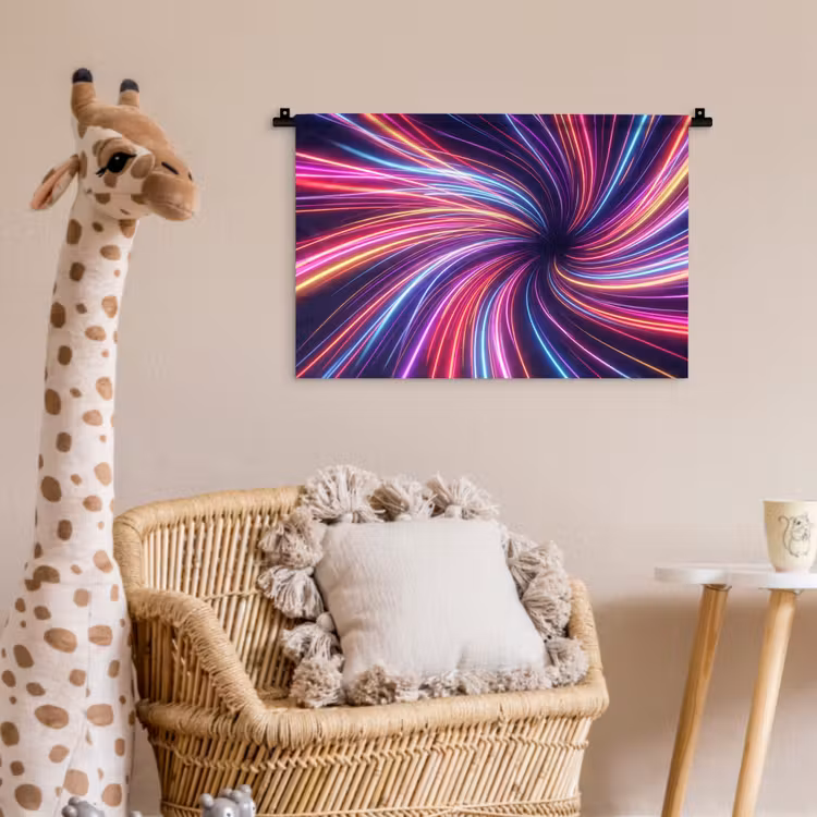 Abstract - Swirl - Futuristic - Neon Wandkleed katoen klein -wsfeer5_kind