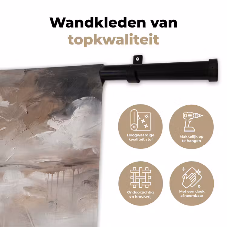 Abstract - Textuur - Kunst - Modern - Beige Wandkleed katoen klein -sfeer2