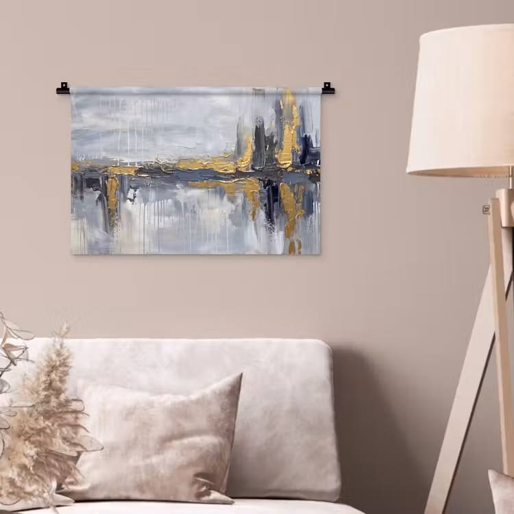 Abstract - Structuur - Goud - Grijs - Modern Wandkleed katoen klein -sfeer4