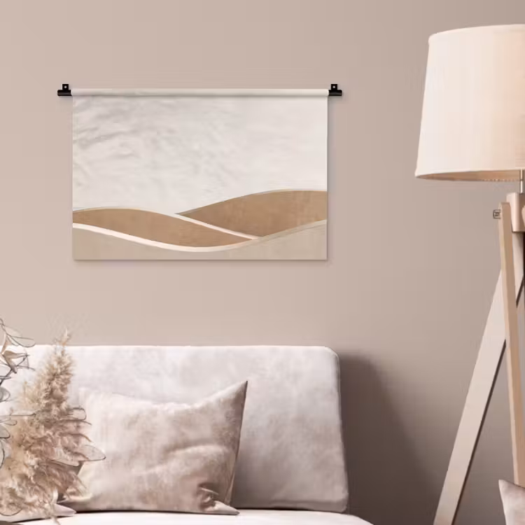 Abstract - Golven - Modern - Beige Wandkleed katoen klein -sfeer4