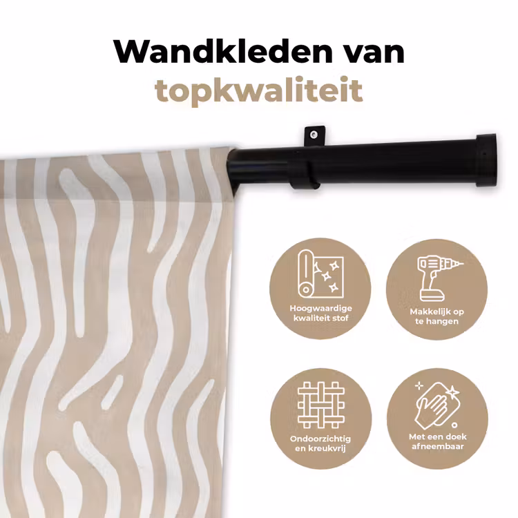 Abstract - Zebra - Beige Wandkleed katoen klein 269 -sfeer2