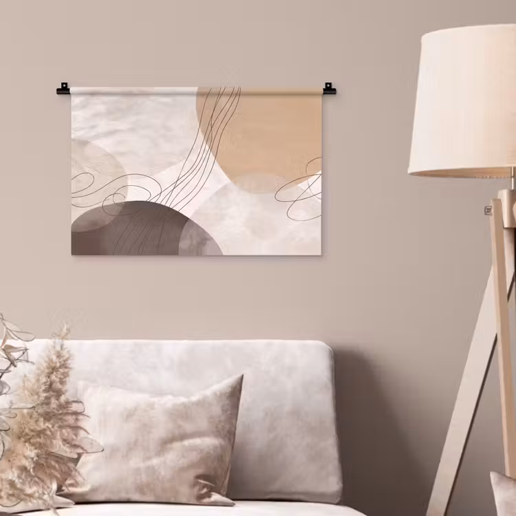 Wall Hanging - Abstraction - Beige - Modern - Abstractie - Beige - Modern Wandkleed katoen klein