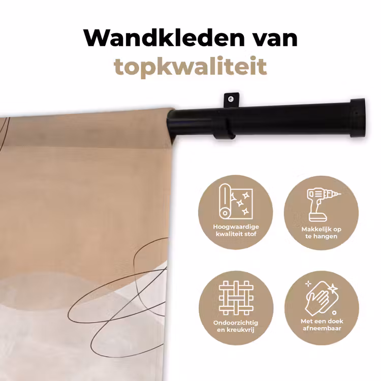 Wall Hanging - Abstraction - Beige - Modern - Abstractie - Beige - Modern Wandkleed katoen klein