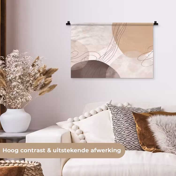 Wall Hanging - Abstraction - Beige - Modern - Abstractie - Beige - Modern Wandkleed katoen klein