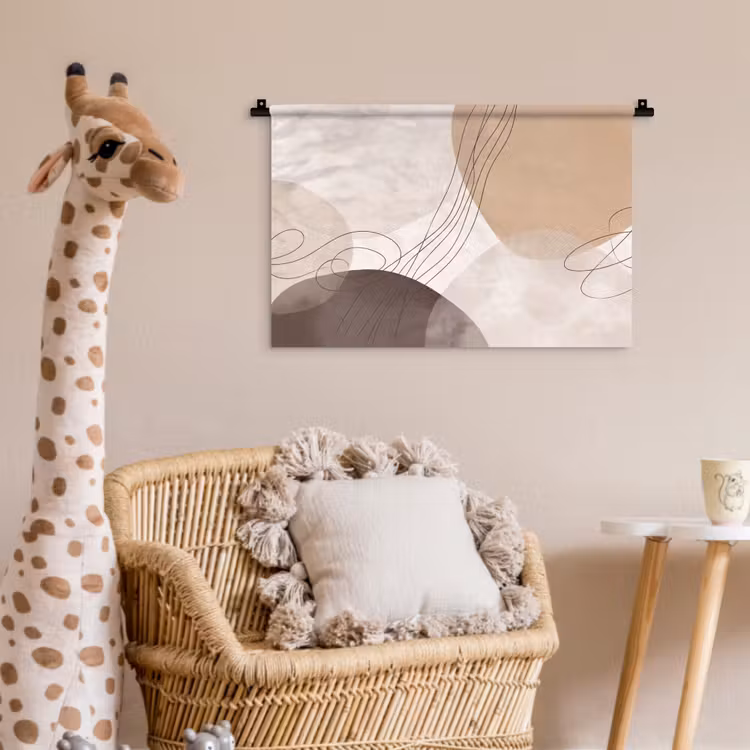 Wall Hanging - Abstraction - Beige - Modern - Abstractie - Beige - Modern Wandkleed katoen klein