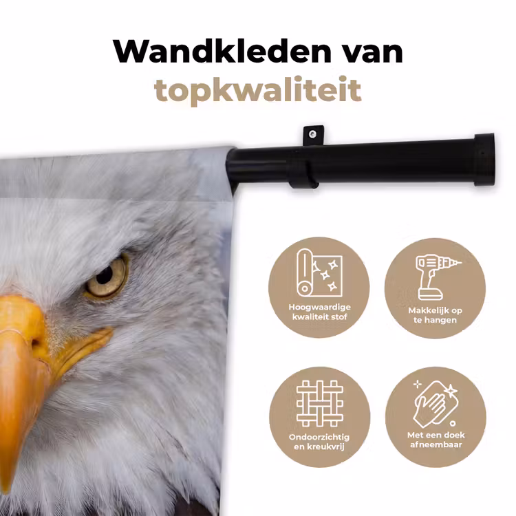 Amerikaans - Zeearend - Portret - Geel Wandkleed katoen klein -sfeer2