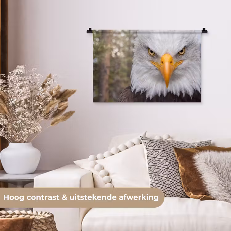 Amerikaans - Zeearend - Portret - Geel Wandkleed katoen klein -sfeer1