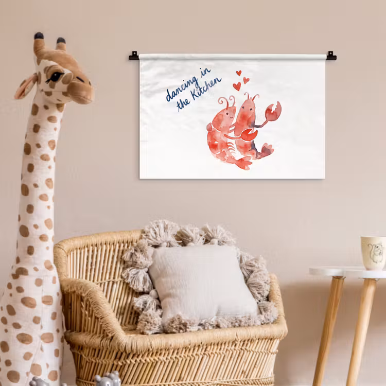 Dier - Dans - Liefde - Waterverf - Rood Wandkleed katoen klein -wsfeer5_kind