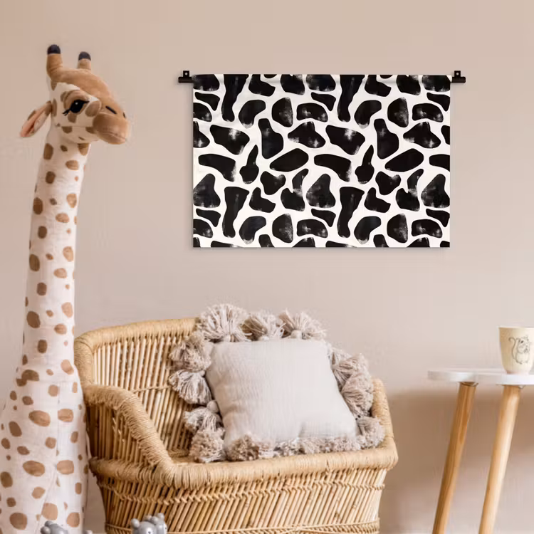 Dierenpatroon - Vlekken - Zwart - Wit Wandkleed katoen klein 269 -wsfeer5_kind
