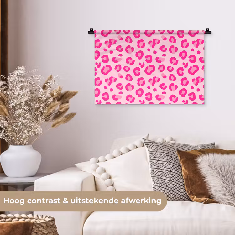 Dierenprint - Patroon - Abstract - Modern - Roze Wandkleed katoen klein -sfeer1