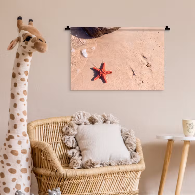 Dieren - Strand - Zee - Natuur - Rood Wandkleed katoen klein -wsfeer5_kind