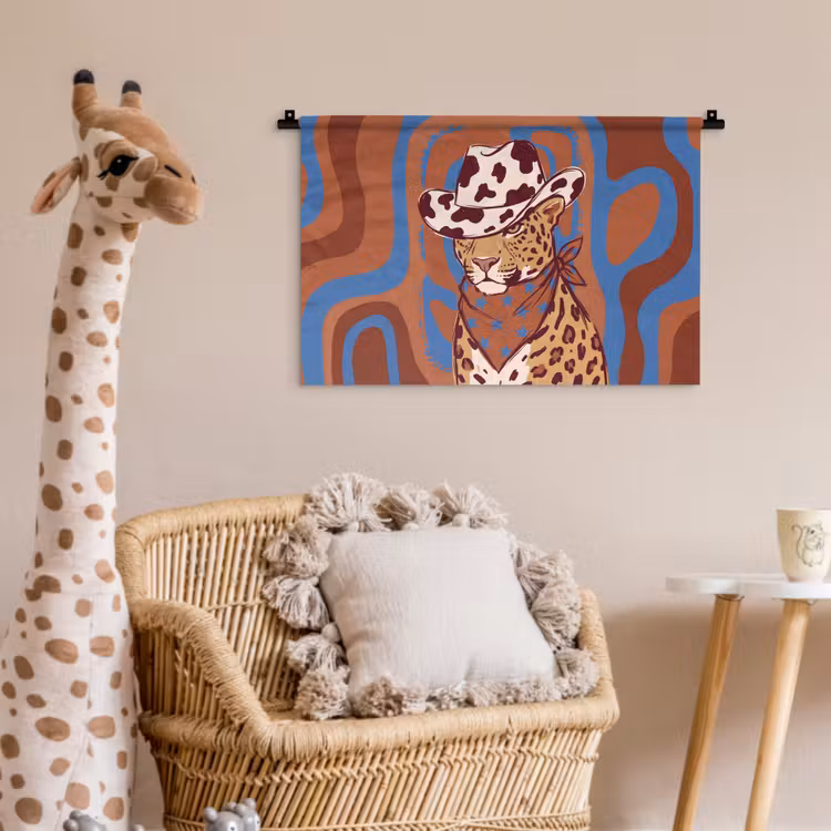 Dieren - Cowboyhoed - Modern - Illustratie - Bruin Wandkleed katoen klein -wsfeer5_kind