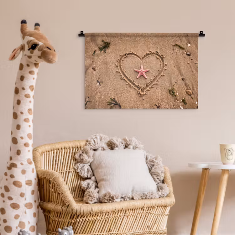 Dieren - Hart - Strand - Zand - Roze Wandkleed katoen klein -wsfeer5_kind