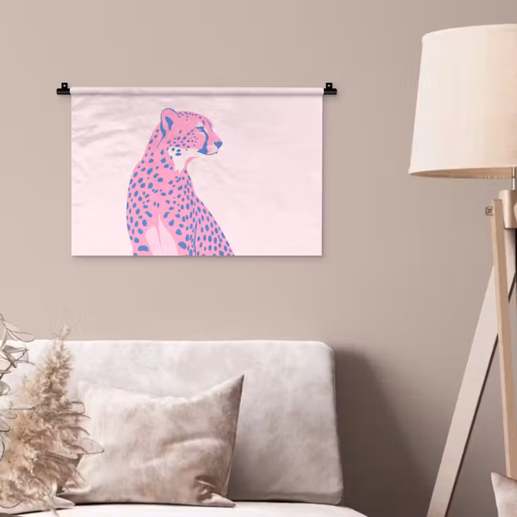 Dieren - Profiel - Abstract - Roze - Blauw Wandkleed katoen klein -sfeer4