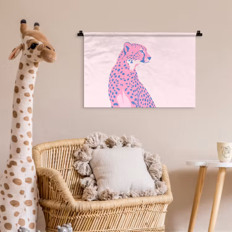 Dieren - Profiel - Abstract - Roze - Blauw Wandkleed katoen klein -wsfeer5_kind