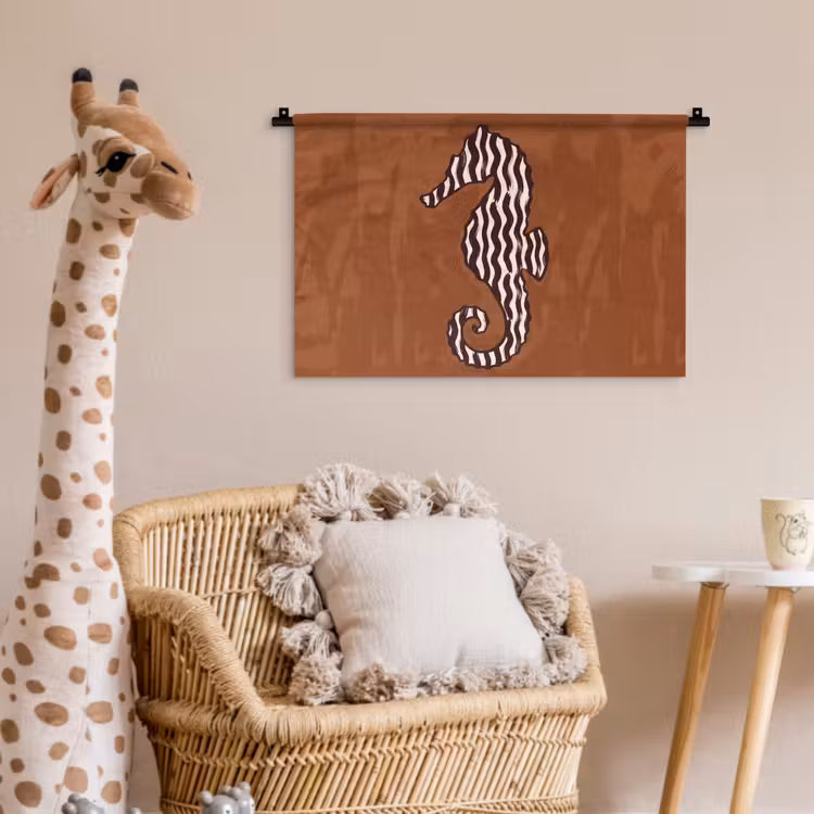 Dieren - Zeepaardje - Abstract - Bruin - Strepen Wandkleed katoen klein -wsfeer5_kind