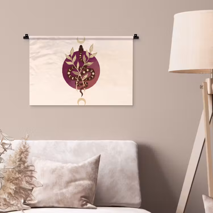 Dieren - Slang - Maan - Mystiek - Abstract Wandkleed katoen klein -sfeer4