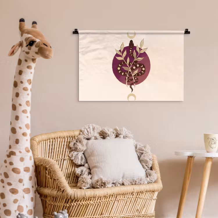Dieren - Slang - Maan - Mystiek - Abstract Wandkleed katoen klein -wsfeer5_kind