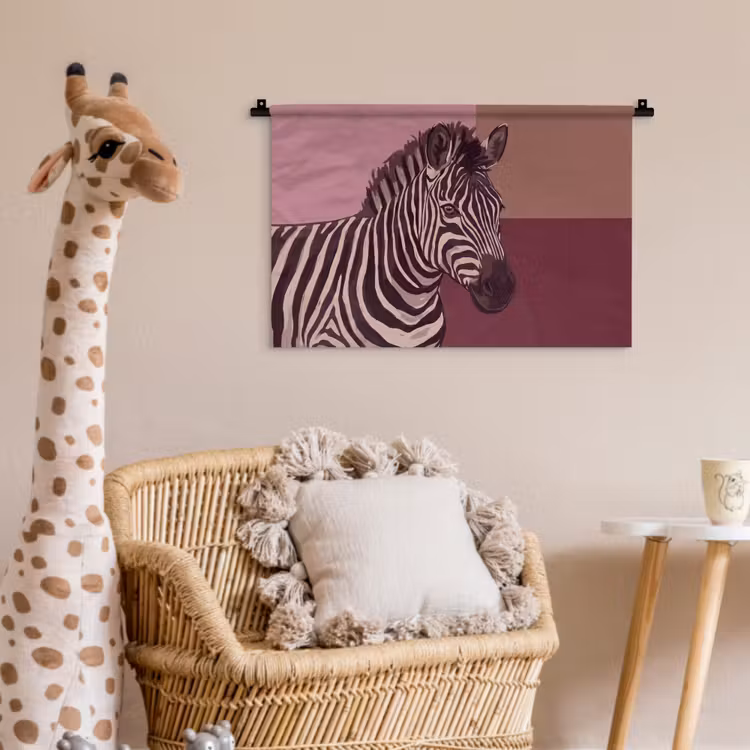Dieren - Zebrahoofd - Wildlife - Modern - Bruin Wandkleed katoen klein -wsfeer5_kind