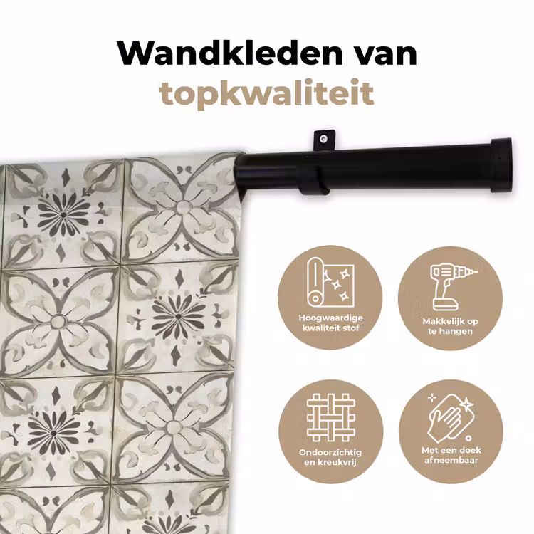 Antiek - Tegel - Beige Wandkleed katoen klein 269 -sfeer2