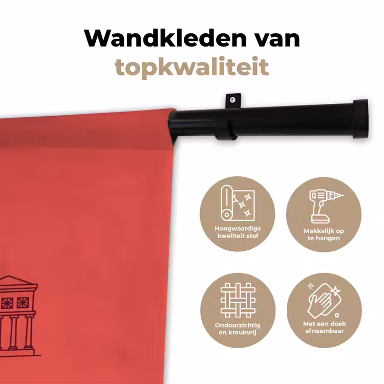 Architectuur - Boekarest - Stedelijk - Lijntekening - Rood Wandkleed katoen klein -sfeer2