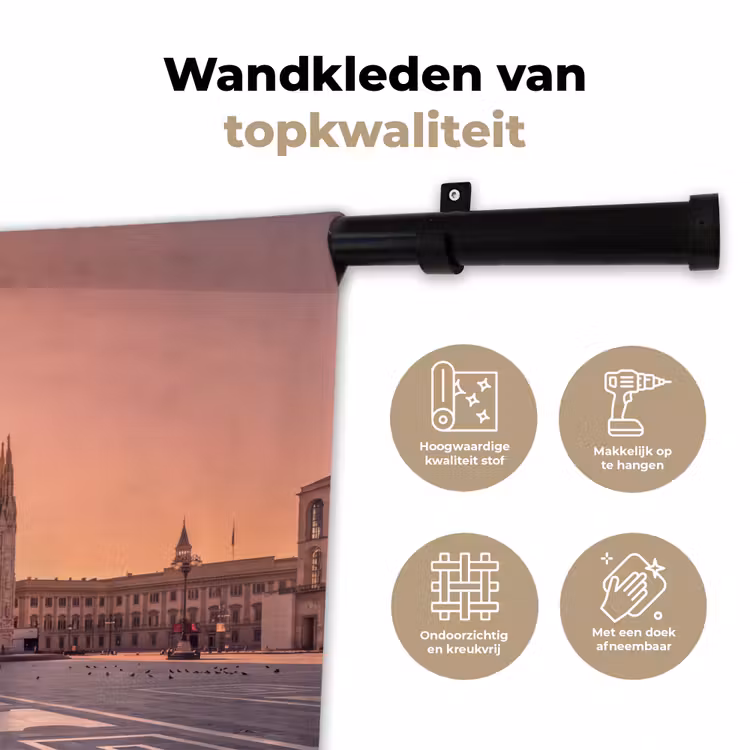 Architectuur - Milaan - Plein - Zonsopgang - Oranje Wandkleed katoen klein -sfeer2