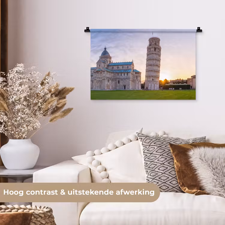 Architectuur - Toren - Pisa - Italië - Zonsondergang Wandkleed katoen klein -sfeer1