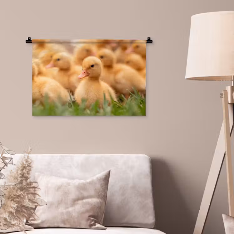Pijltje - Eend - Natuur - Geel Wandkleed katoen klein -sfeer4