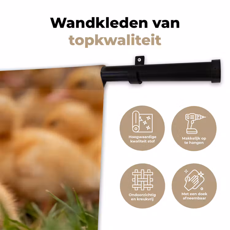 Pijltje - Eend - Natuur - Geel Wandkleed katoen klein -sfeer2