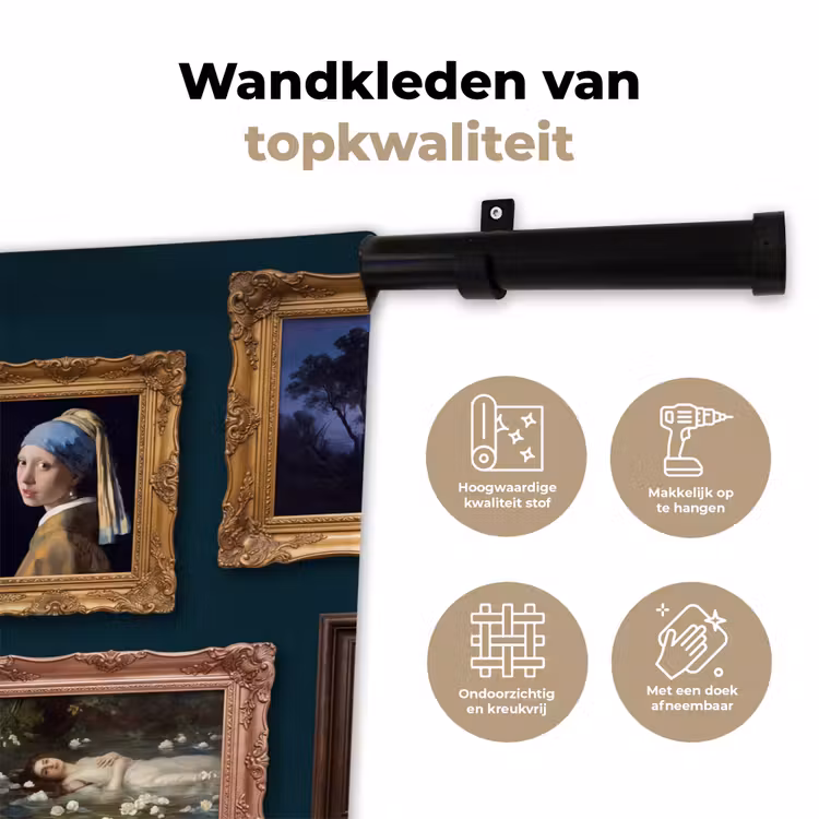 Kunst - Schilderijen - Decoratie - Klassiek - Groen Wandkleed katoen klein -sfeer2