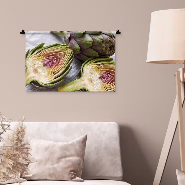 Wall Hanging - Artichoke - Cut in Half - Food - Artisjok - Doorgesneden - Eten Wandkleed katoen klein